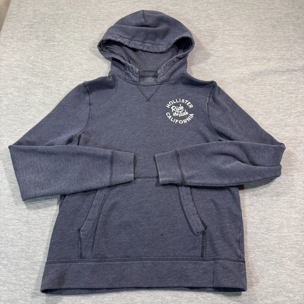Hollister Hoodie Women L Blue Ride the Tide Graphic Pullover‎ Fleece Sweatshirt